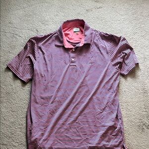 Greg Norman Collection Pink and Black Striped Polo Shirt